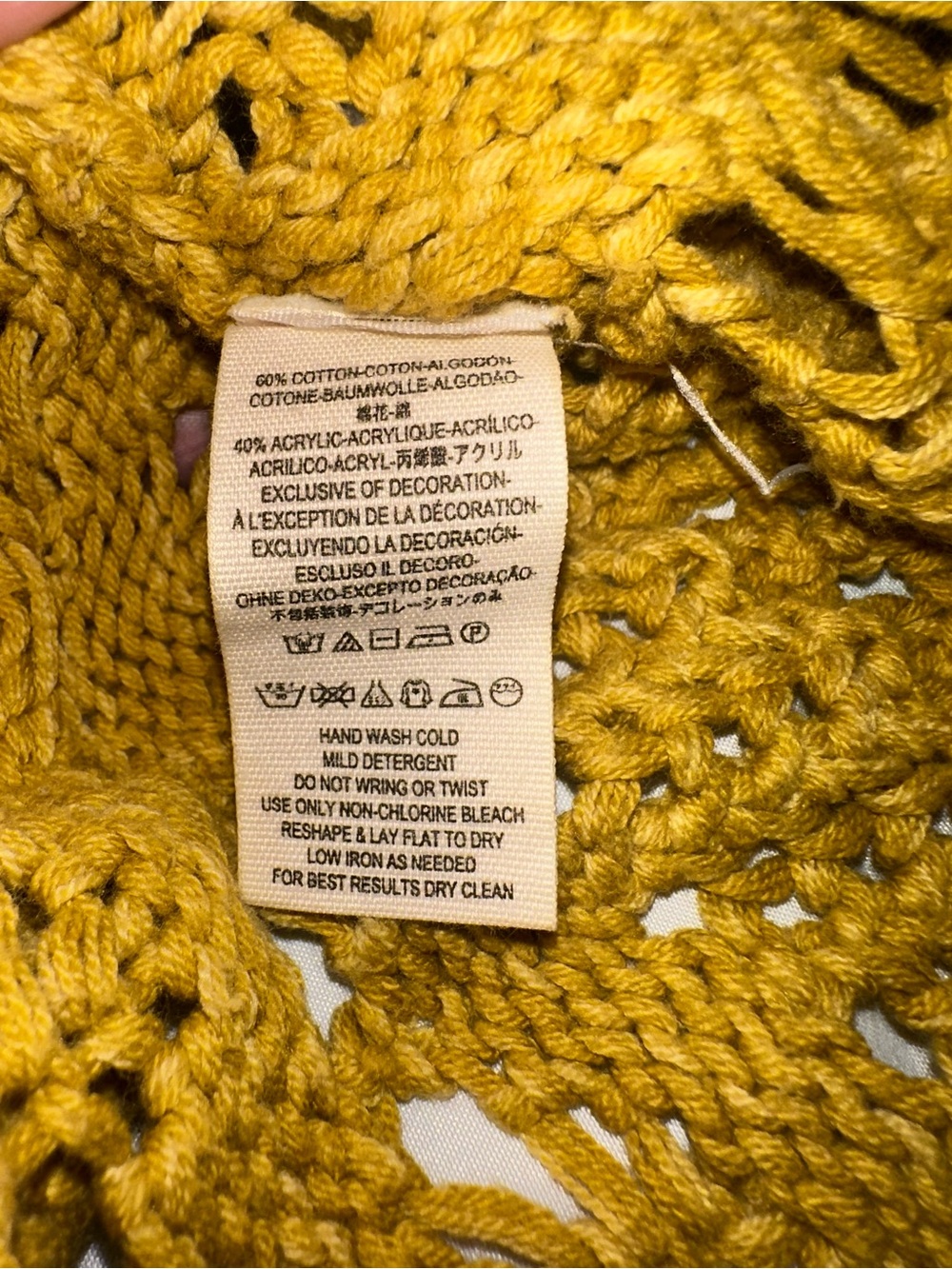 Free People Dreams Tonight Open Knit Crop Sweater Oversized Size XS Dark Yellow - Picture 5 of 6